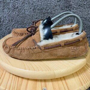 UGG Dakota Slippers Womens Size 8 Brown Suede Sheepskin Moccasin Slip On Loafer